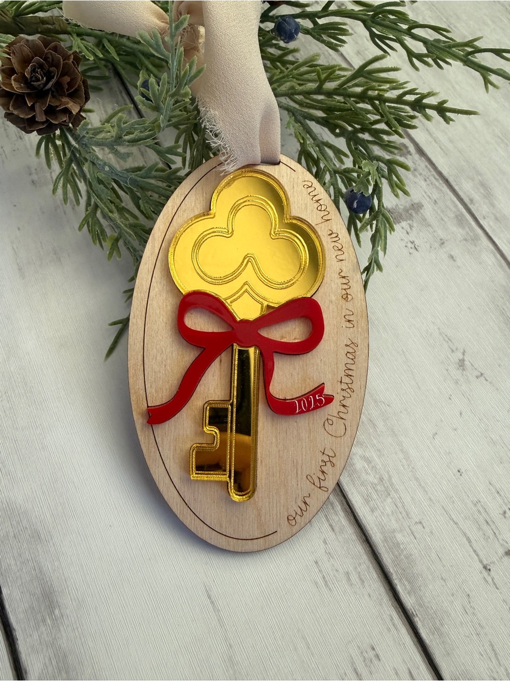 Christmas in our new Home Ornament, Gold Key Christmas Ornament, realtor gift